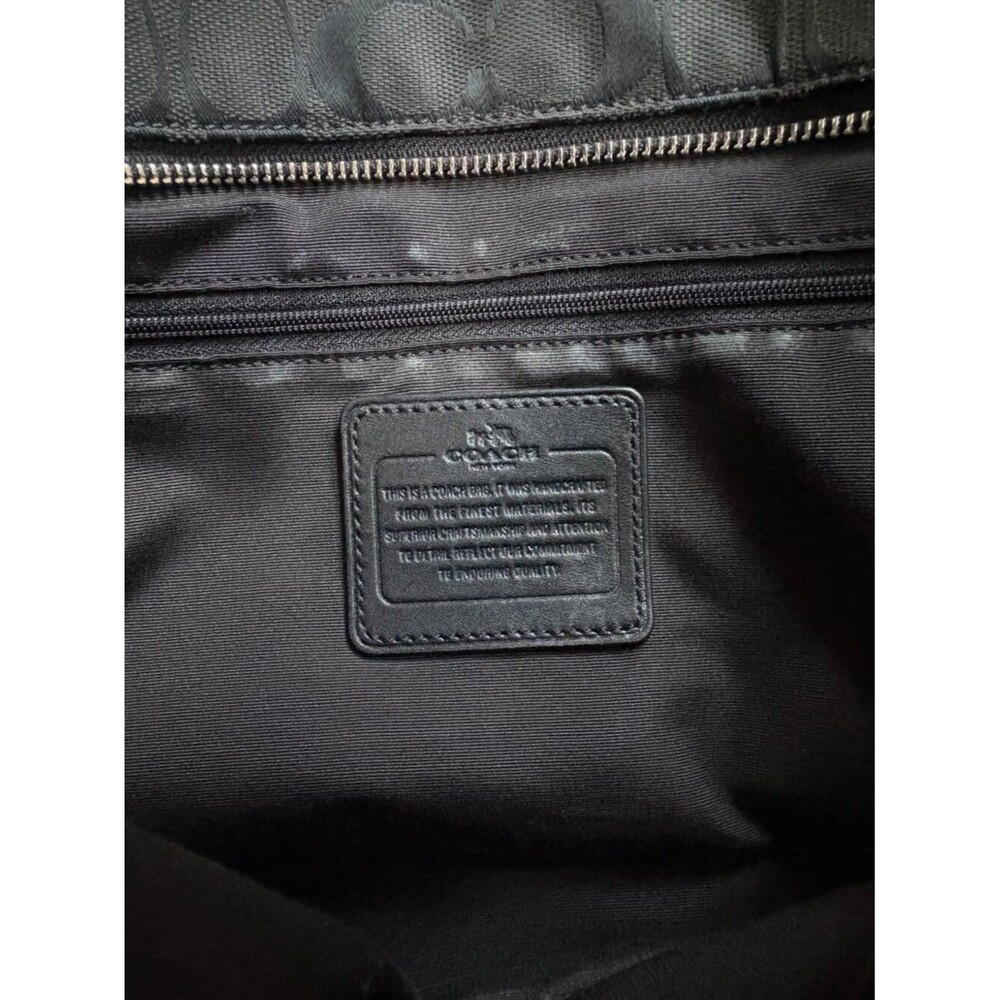 Coach Fiona Zip Top Tote Canvas Black/Walnut Purse - Picture 5 of 6